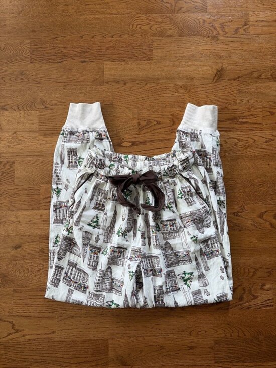 aerie Other - Aerie Women's Pajama Pants Ivory Brown Flannel Bow XS Sleep PJ Holiday City Soft